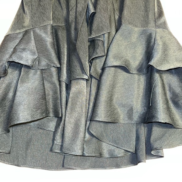 Storia Emerald Green Deep V-Neck Ruffle Long Sleeve Mini Dress Sz S - Picture 6 of 14